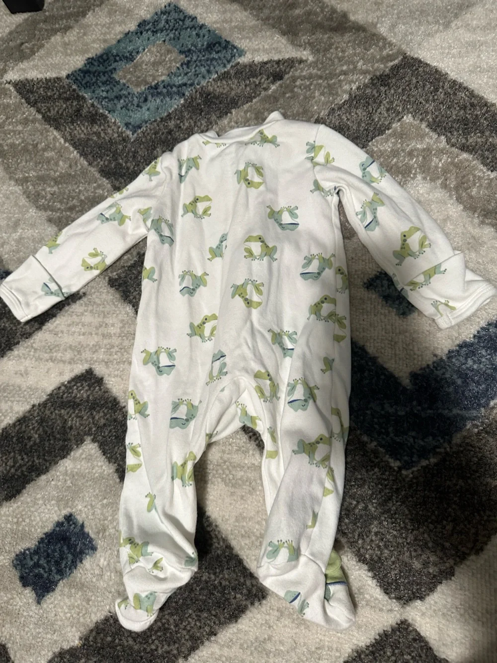 Carter's White Pajamas with Green and Blue Frog Print